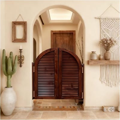 Draaideuren massief hout - Klapdeuren saloon - Ruimte verdelen - Automatisch sluitend - 90x90 cm - Zwart Bruin