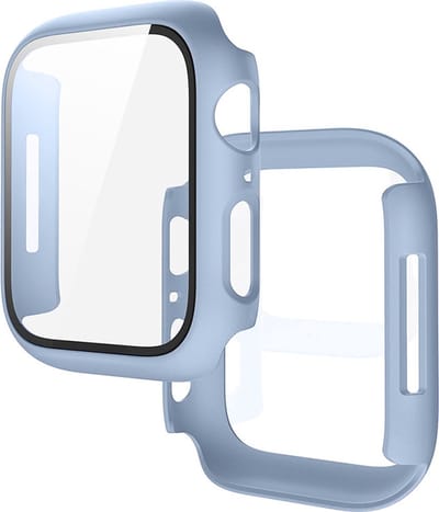 Stravo Full Cover/Hoesje - Screen Protector - Geschikt voor Apple Watch Series 10 & Series 11 - 42mm - Bescherm Hoesje voor Apple Watch series 10 / X - maat 42mm - Hardcase - Protection - iWatch S10 & S11 case - Lichtblauw