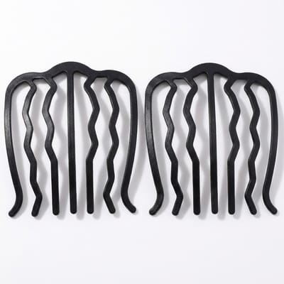 Zwartkleurige haar kam set van 2 stuks dames haar accessoire met zeven tanden per kam ergonomisch gebogen design
