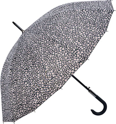 Clayre & Eef Paraplu Volwassenen 90 cm Zwart Polyester Bloemen