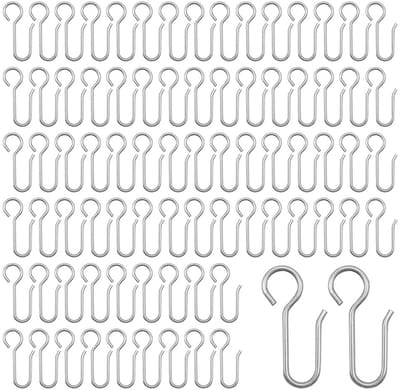 Dailygoods - Gordijnhaken-80 Stuks Metalen Gordijnhaken,Zwaar Uitgevoerd,S-Haken,Zilveren Gordijnhaken,Voor Gordijnen,Deurgordijnen,Autoruiten,enz.(40x20mm)