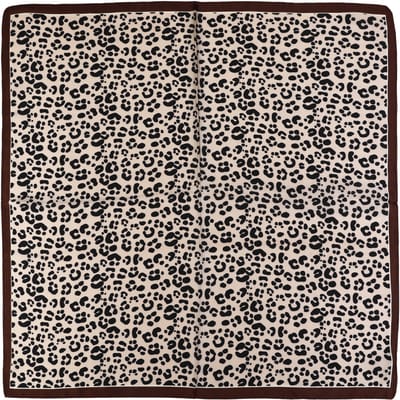 Vierkante Sjaal met Fijnmazig All-Over Pantermotief en Contrastkader (70x70cm) - Koffie