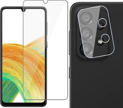 Screenprotector geschikt voor Samsung Galaxy A33 - Gehard Glas Beschermglas Tempered Glass Screen Protector - Camera Lens Protector