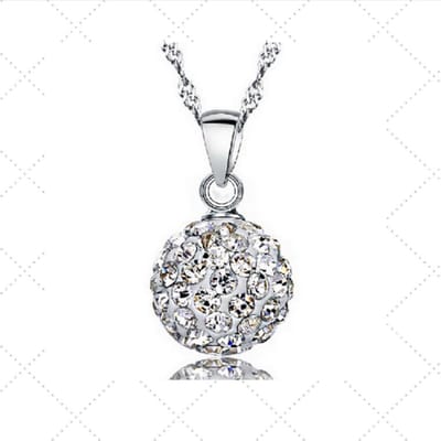 Shamballa zilver plated ketting - 12 mm- wit- 45 cm- Charme Bijoux