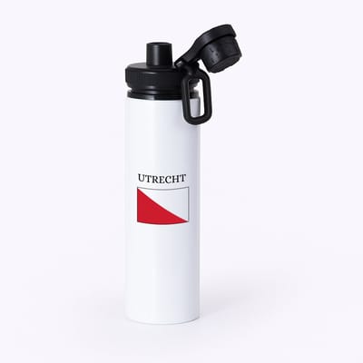 Hacebo® - Utrecht waterfles met draaidop zwart - Utrecht - toeristen - stad - vlag - geschenk - cadeau - kado - water fles - 850ML