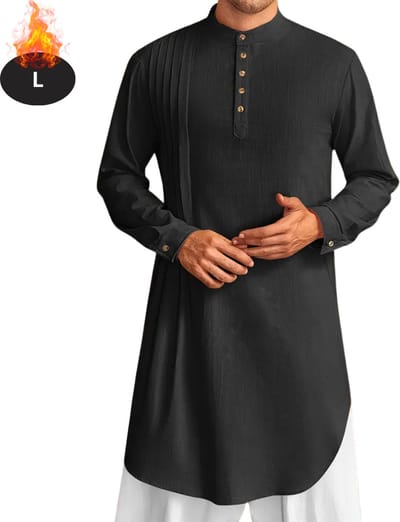 Nivard Islamitische Kleding - Djellaba Heren - Moslim Kleding - Arabisch Mannen Kaftan - Alhamdulillah - Zwart L