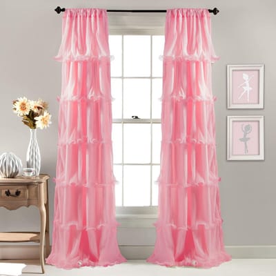 Elegante Roze Gordijnen met Volants, 213 x 137 cm