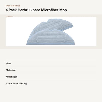 Dailygoods- Mop Pads Herbruikbaar - Microfiber - Sterke Waterabsorptie - Vervangingspads - Compatibel met Ro-borock T7S/S7 - Duurzaam en Hoogwaardige Kwaliteit - Dweil
