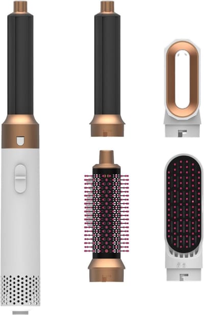Luxe Ronde Volumeborstel Opzetstuk - Multistyler - Haarstyler föhn - Diffuser voor Krullen - Wit en Goud
