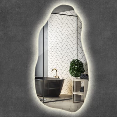 Wallfluent LED Grote Spiegel - LED Lampen Spiegel - 50 cm x 100 cm - Make-up - Visagiespiegel - Hollywood - Badkamerspiegel - Gangspiegel - Eetkamer - Inloopkasten - Neutraal Wit 4000K - Woonaccessoires - Moderne Wandspiegel