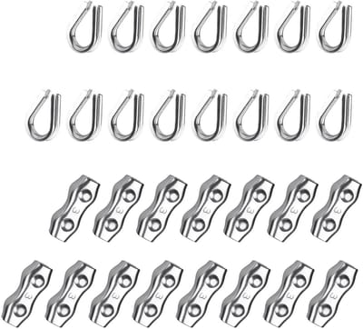 Set van 30 Kabelclips met Kabelsokken voor Stalen Kabels, Duurzame Duplex Klemmen voor Organisatie en Beveiliging van Kabels