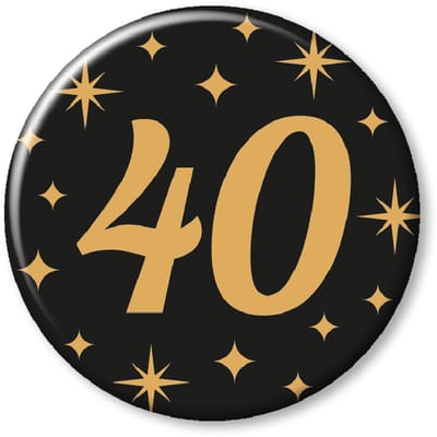 BTH - Buttons - 40 Jaar - Goud-Zwart - Badge - Speld - Verjaardag - Decoratie - Versiering - 40 Jaar Verjaardag Vrouw