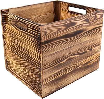 Creative Deco Houten Kist Kallax, Houten krat, Houten kratjes | Geflamd | 33 x 33 x 37 cm | Ideaal voor Opslag Cadeau Decoratie DIY Ambachten | voor Documenten Speelgoed Gereedschap | Houten kratten, Fruitkisten hout, Houten kratten doos