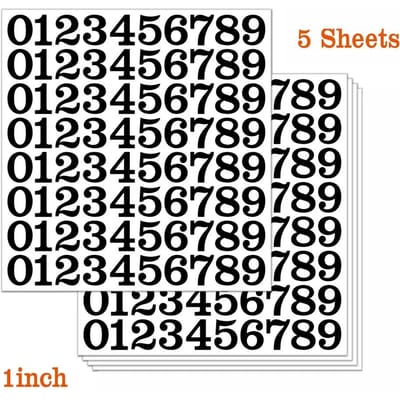 5 Vel Arabische Cijferstickers 1 Inch Cijferstickers Waterdicht Vinyl Zelfklevend Verwijderbaar Kantoor Huis Beker Decoratie Label