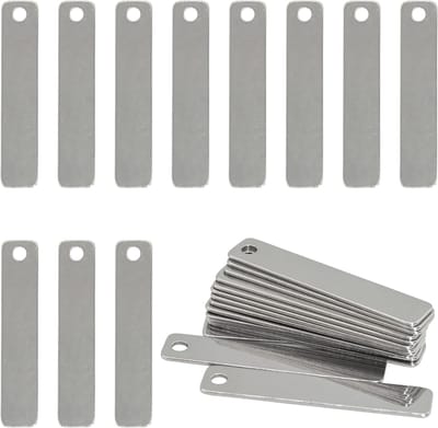 Metalen Graveerplaten - Roestvrijstaal Labels - Sieraden Maken - 25 Stuks Blanco - 5 x 1 cm - Zilverkleurig