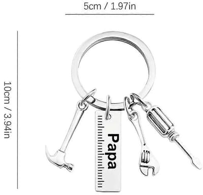 Sleutelhanger papa - Cadeau vader - RVS - Gereedschap - Vaderdag cadeau - Zilverkleurig - Jonyx