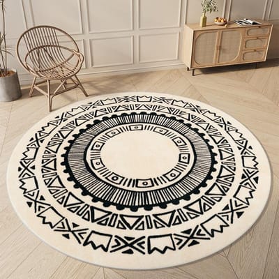 Nordische Stijl Tapijten voor Woonkamer Luxe Slaapkamer Decor Anti-slip Tapijt Pluizig Zacht Lounge Rond Tapijt Dik Pluche Nachtkastje Mat 80x80CM