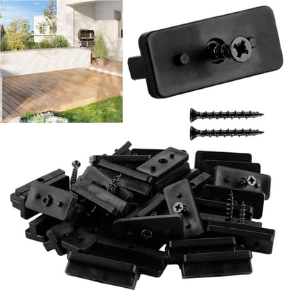 Set van 200 WPC Clips voor Verborgen Montage, 6 mm Spacers voor Plastic Terrasplanken met Inclusief Schroeven en T-Clip voor Eenvoudige Bevestiging
