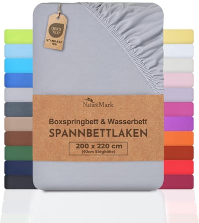 Dailygoods - Dailygoody - Hoeslaken - Boxspringbed - 100% Katoen - Zilver/lichtgrijs - Geschikt voor Waterbed - 200x220 cm +40 cm Steg