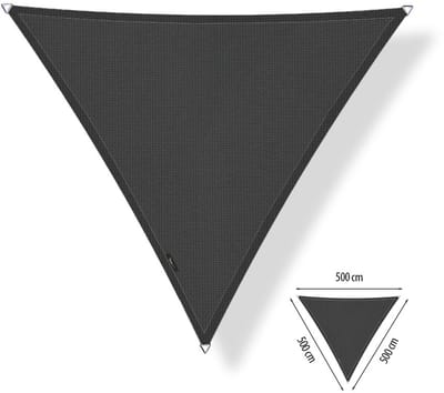 Shadow Comfort® Gelijkzijdige driehoek schaduwdoek - UV Bestendig - Zonnedoek - 500 x 500 x 500 CM - Carbon Black