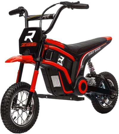 Elektrische Kindermotor - Kindermotorfiets - Kinderauto - 12V Accu - tot 8-16 km/u - Kinderen 8-12 jaar - met Claxon, Verlichting & Draaigashendel - Motorfiets - Accuvoertuigen - Kindervoertuig - Rood