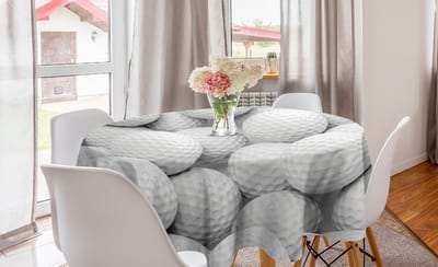 New Bed Sport Stapel Realistische Golfballen Ronde Tafelkleed, Cirkel Tafelkleed voor Eetkamer Keuken Decoratie, 150 cm Diameter