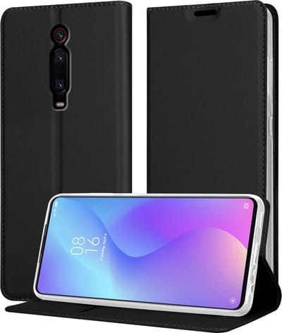 Cadorabo Hoesje geschikt voor Xiaomi Mi 9T / Mi 9T PRO / RedMi K20 / RedMi K20 PRO in CLASSY ZWART - Beschermhoes met magnetische sluiting, standfunctie en kaartvakje Book Case Cover Etui