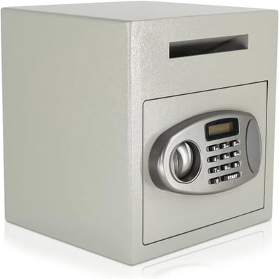 Inworpkluis - Depositkluis - Veilig Geld Deponeren - Elektronisch Slot - 26x20x22 cm - Bruin