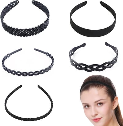 Unieke Metalen Haarband in Zwart - Unisex Haaraccessoire, Sportieve Haarband, Feathers Wave Design voor Mannen en Vrouwen