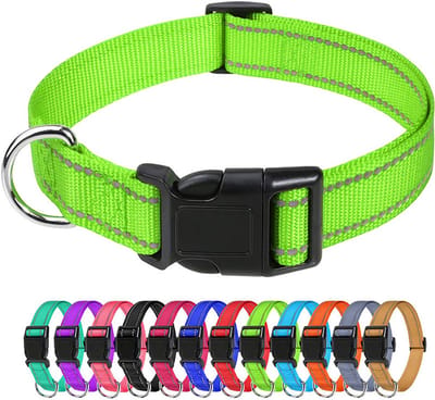Hondenhalsband, reflecterende grote hondenhalsband - antislip en anti-rekbare puppyriem - verstelbare fluorescerende groene riem - 30-40 cm
