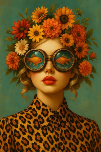 Art-Empire – Luxe ArtFrame Wanddecoratie – Wisseldoek met Aluminium Frame – Zwart (of op maat in andere kleuren) – Moderne Akoestische Kunst- Royal Bloom The Visionary Muse
