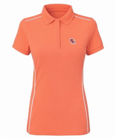 PK International - Performance Polo- Oranje - Papaya - Stretchstof - Fluoriserende PK badge - Cantona- XS/34