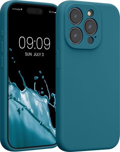 kwmobile telefoonhoesje geschikt voor Apple iPhone 15 Pro - TPU backcover met siliconen coating - Smartphone case in mat petrol