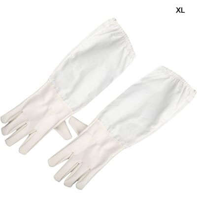 Paire Gants Anti-Piqûres d'Abeilles Manches Longues Poignet Élastique Apiculteur Outil de Protection Mains Bras Blanc(XL ) XL white