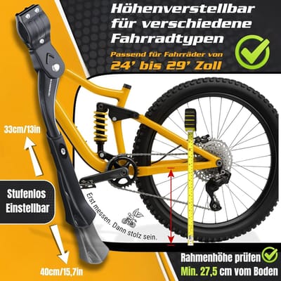 Famanu - Extra stabiele fietsstandaard voor achterwiel, draagvermogen tot 35 kg, geschikt voor MTB en e-bike – Zwart