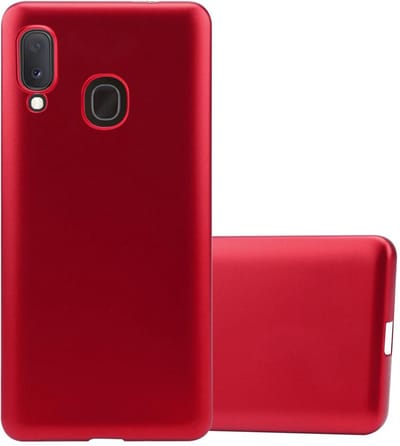 Cadorabo Hoesje geschikt voor Samsung Galaxy A10e / A20e in METALLIC ROOD - Beschermhoes gemaakt van flexibel TPU silicone Case Cover