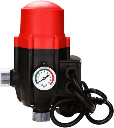 Elektronische Drukschakelaar Voor Waterpomp - 10 Bar Pomp Controle - Inclusief Kabels - Pompbesturing - Automatisch in- en uitschakelen op basis van waterbehoefte - Rood