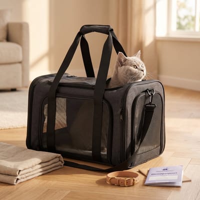 Cheqo® Draagtas Hond en Kat - Hondentas - Reismand Kat - Kattentas - Reistas Kat - Transporttas Huisdier - Vervoersbox - Draagzak Hond - Kattendraagtas - Huisdieren Reistas - Vervoerstas - Draagmand - Geschikt voor Vliegtuig - Zwart