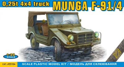 ACE Modelbouwpakket Militaire voertuigen - 35104 Munga F91/4 - 0,25t 4x4 Lichte Militaire Terreinwagen Plastic - 1:35 - Modelbouw