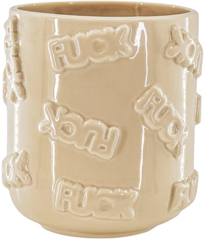 Housevitamin Pot - Planten Pot 'FUCK' - Keramiek - Beige -17,5x17,5x17,5cm
