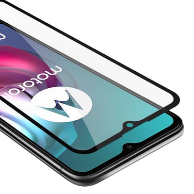 Cadorabo Screenprotector geschikt voor Motorola MOTO G10 / G30 Volledig scherm pantserfolie Beschermfolie in TRANSPARANT met ZWART - Gehard (Tempered) display beschermglas in 9H hardheid met 3D Touch