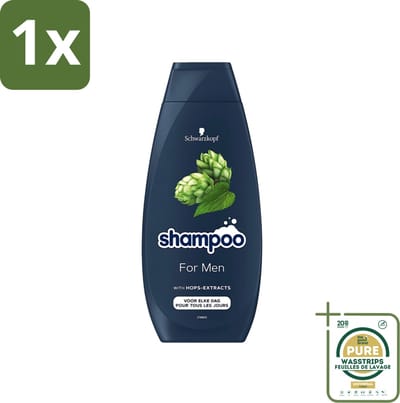 1 x Schwarzkopf - Shampoo - For Men - Met Hop Extract - Voor elke dag - 400 ml- Shampoo Voor Mannen - Hop Extract - Krachtig Haar - Natuurlijk Volume - Vegan Shampoo