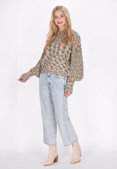 IZIA Jumper Dames Groen Veelkleurig