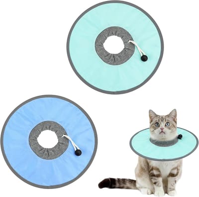 M - Herstelhalsband voor katten - 2 stuks - Herstelhalsband kat - Beschermende kraag - Kraag Kat Operatie - Hondenkap Na Operaties - Katten Kraag - Bescherm Kraag Kat - Kattenkraag - Blauw + Groen
