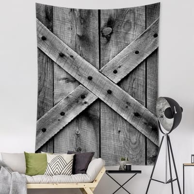 Tapisserie Murale Porte en Bois Rétro Grise Art Abstrait Hippie Tapez Psychédélique Sorcellerie Dortoir Décoration d'Intérieur 95x70CM gray