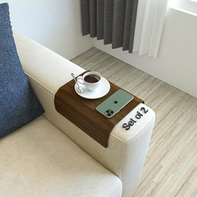 Set van 2 houten armleuninglade voor bank