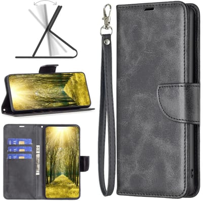 MobyDefend Hoesje - Geschikt voor iPhone 17 - Wallet Book Case Met Koord - Zwart