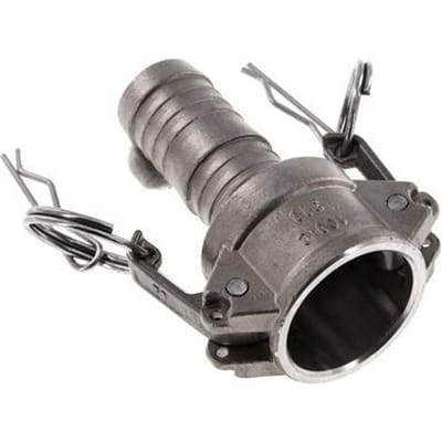 Camlock DN 25 (1'') Koppeling RVS met slangpilaar (25 mm) Type C MIL-C-27487