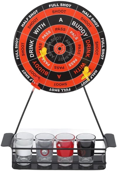 Dailygoods - Draai de Fles Magnetische Darts Drinkspel - Leuk Drinkspel - Perfect voor Feesten en Bar - Inclusief Beker en Darts - Geschikt voor 4 Spe...