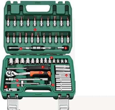Betaalbare Goederen® Doppenset - 53-delig - Auto Reparatie Gereedschap - Ratel - doppenset met ratel - doppen set - toolbox